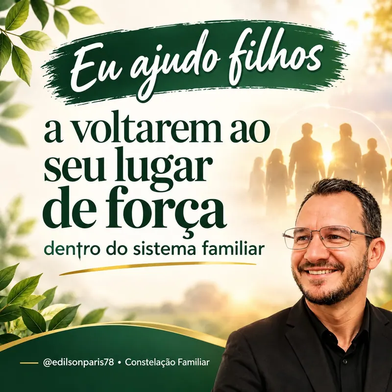 Arte do Edilson com a frase sobre ajudar filhos, e ele sorrindo ao lado do texto